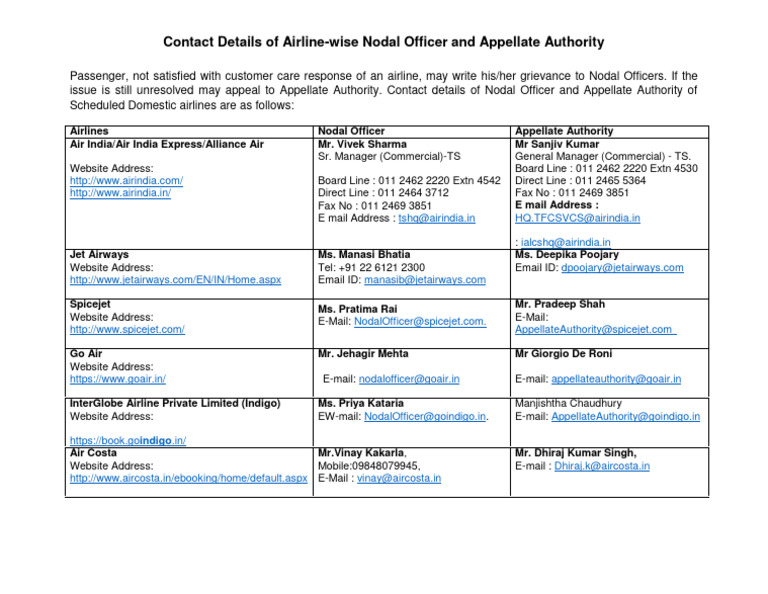 Nodal and appellate pdf transport companies aviation