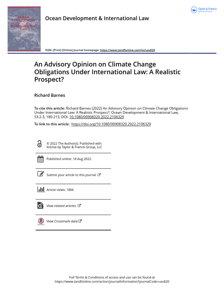 Climate Change Law: Advisory Prospects | PDF | United Nations ...