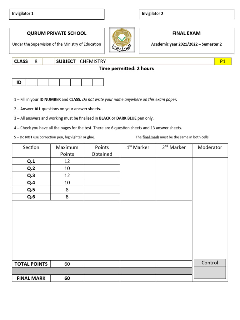 EXAM FRONT English GRADE 8 PAPER 1 PDF