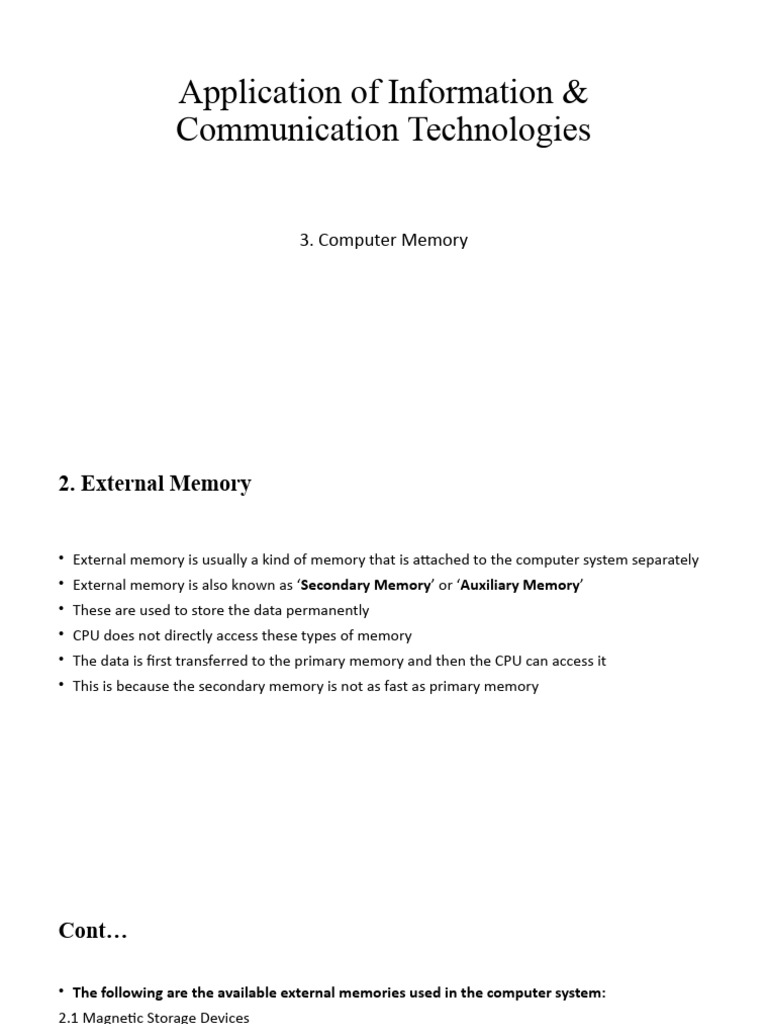 Application of ict computer memory part b pdf computers