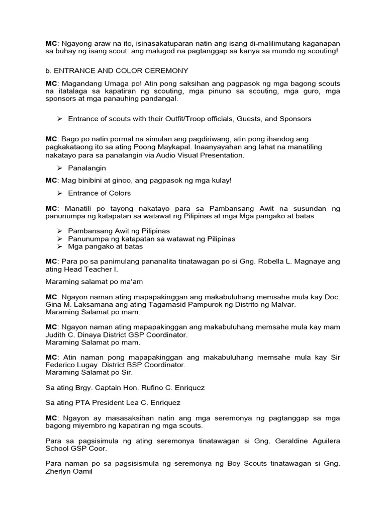 Investiture Script | PDF