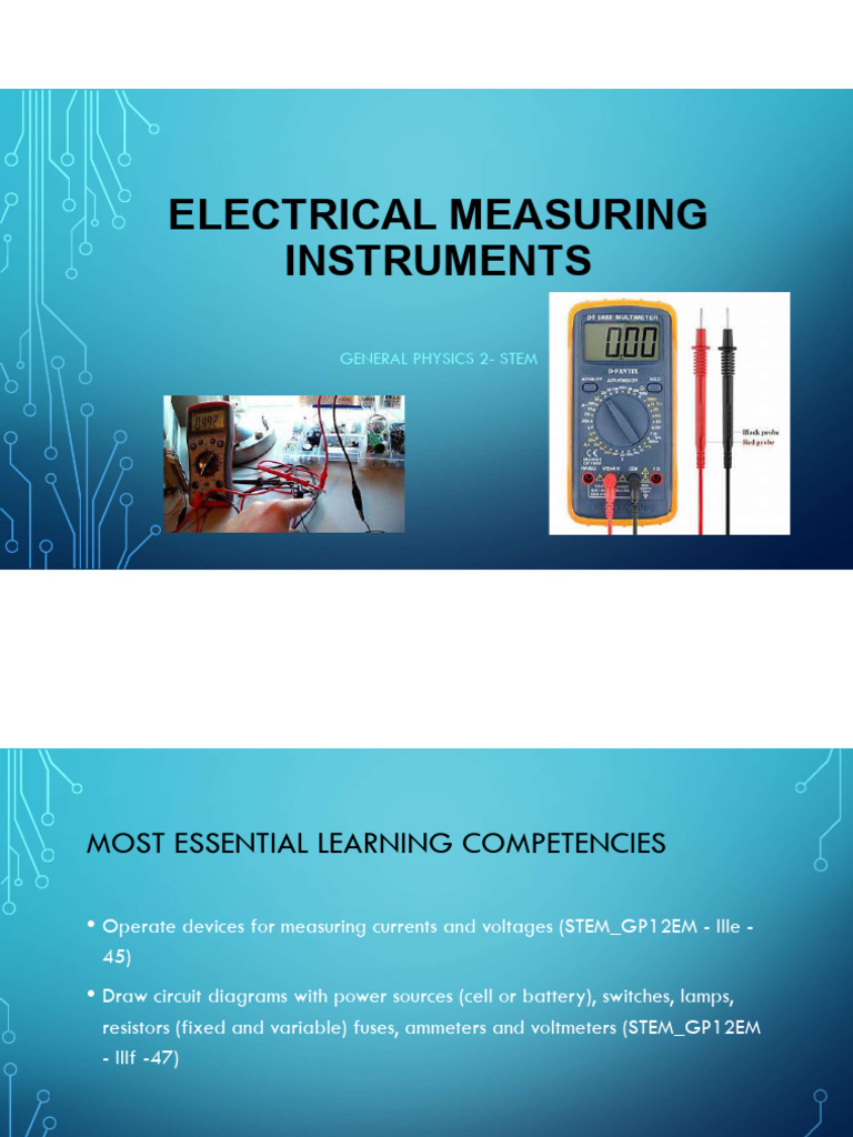 Electrical Measuring Instruments PDF Voltage Series And Parallel