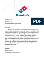 Domino's Refund Letter