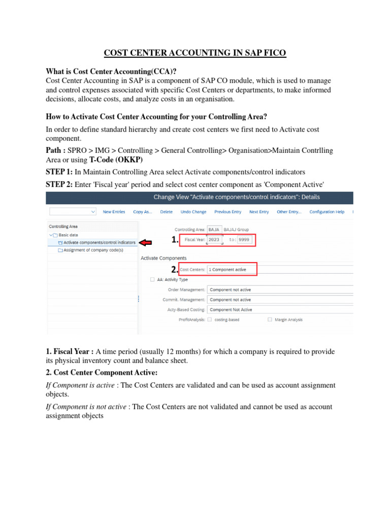 Cost Center Accounting in Sap S 4 Hana PDF Cost Business Economics