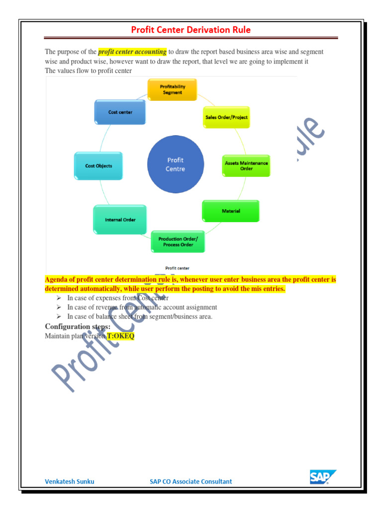 SAP Profit Center Derivation Guide | PDF | Business Economics | Business