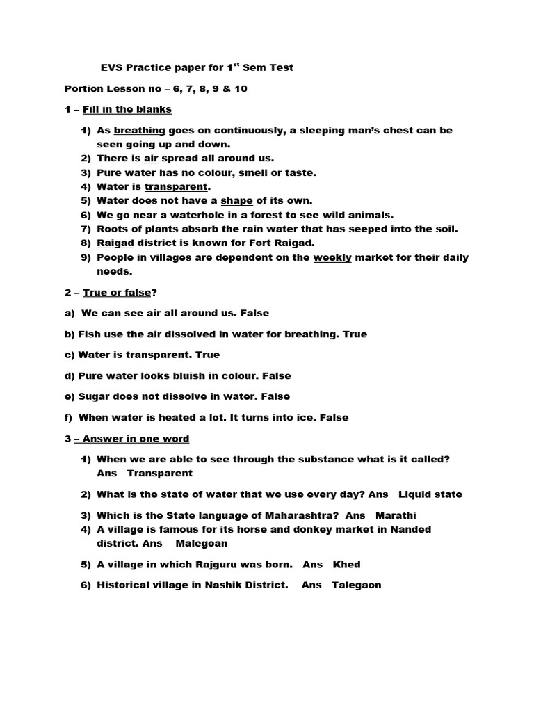 EVS 1st Sem P P | PDF | Water | Food And Drink