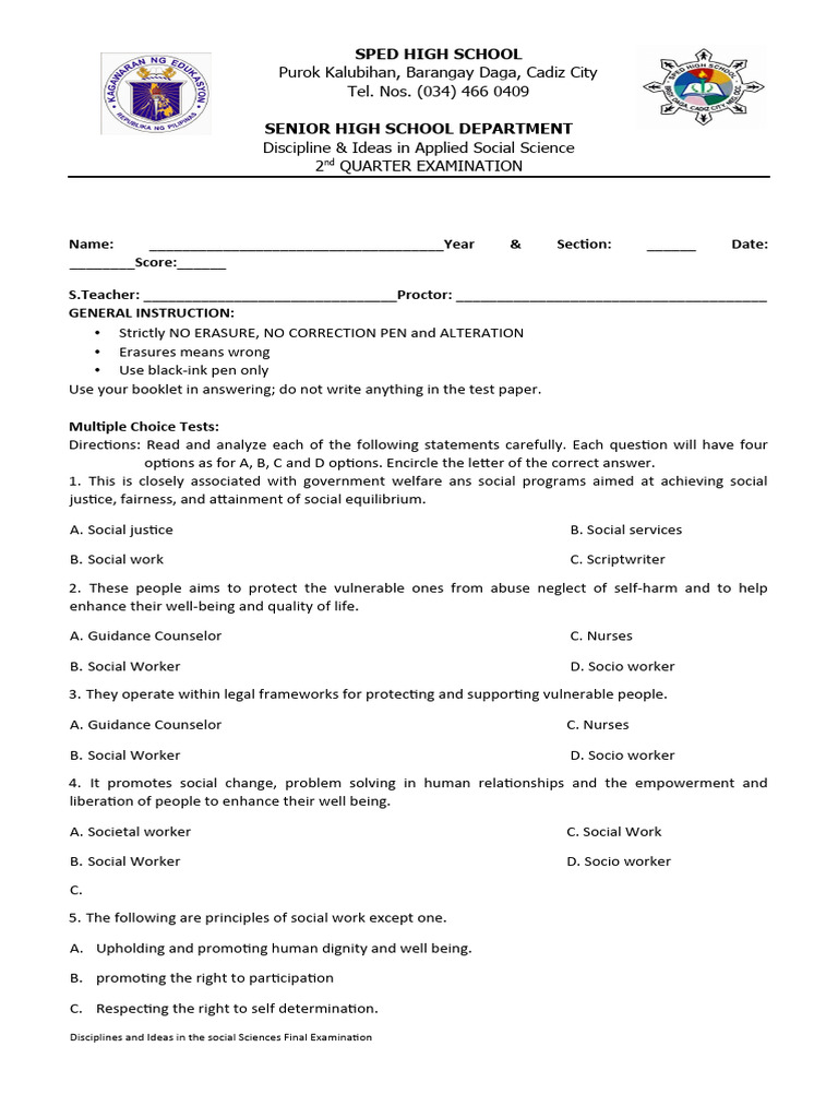 DIASS 12HUMMS SECOND QUARTER EXAM 2024 PDF Communication