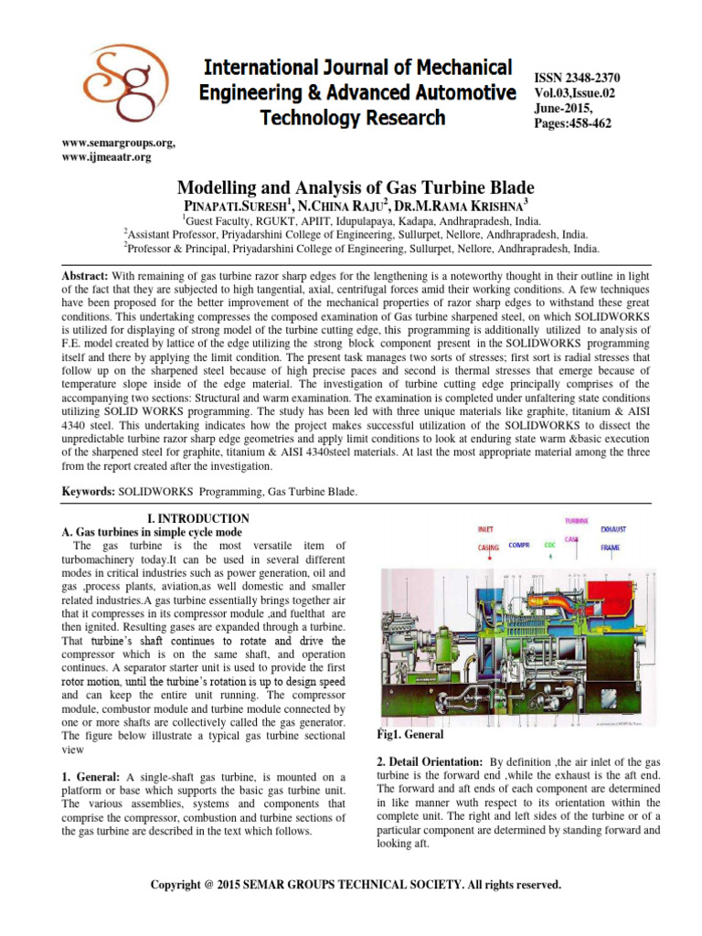 Modelling and Analysis of Gas Turbine BL | PDF | Gas Turbine | Turbine