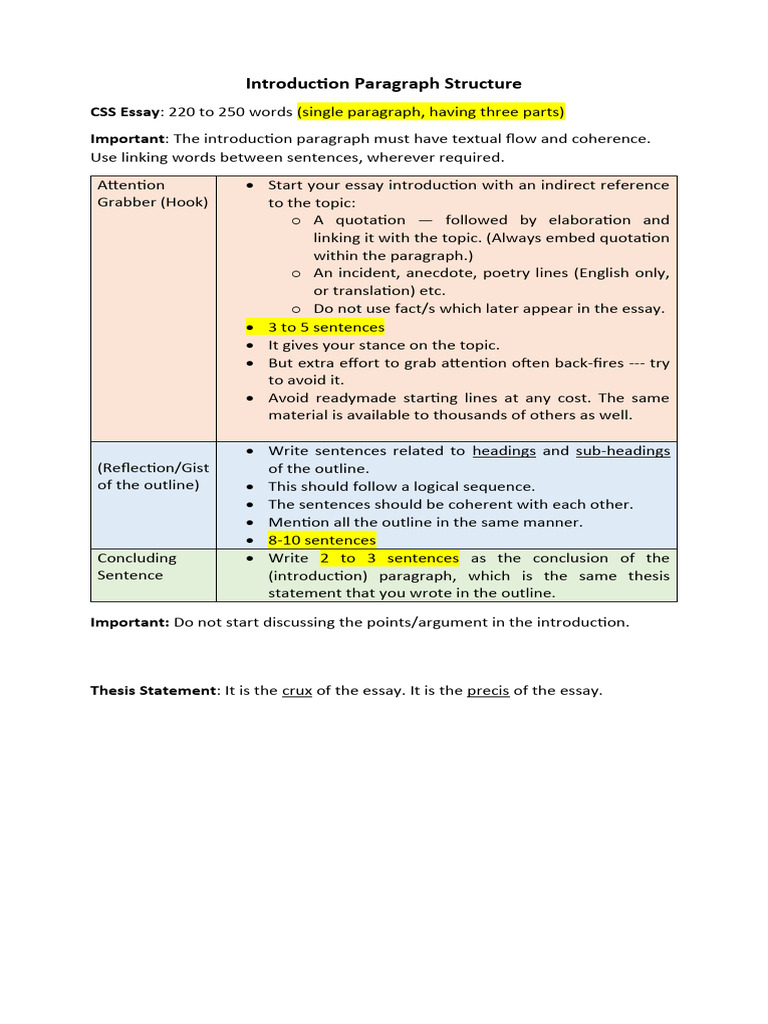 Introduction Paragraph Structure - Explained | Download Free PDF | Essays