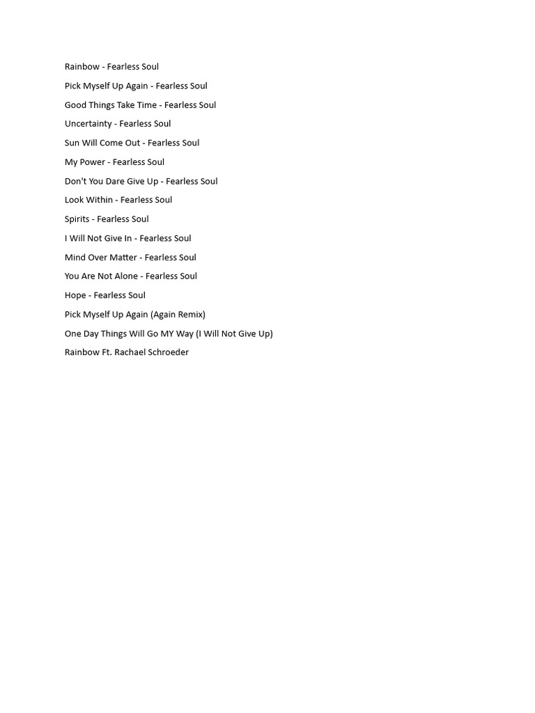Fearless Soul Songs Pdf