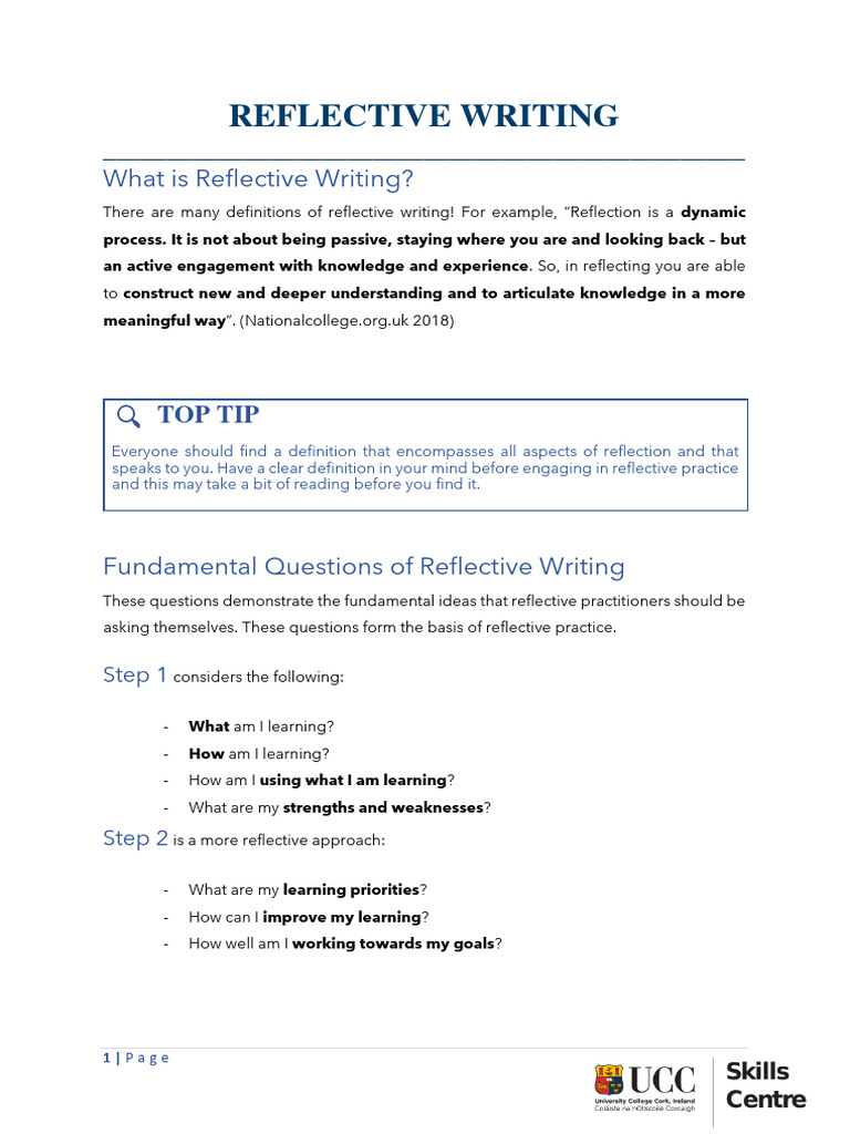 Reflective Writing Pdf – Reflective Writing Examples – EFVGA