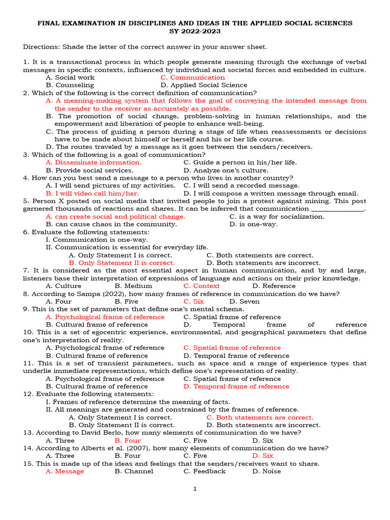 FINAL EXAMINATION IN DIASS PDF Communication Journalism
