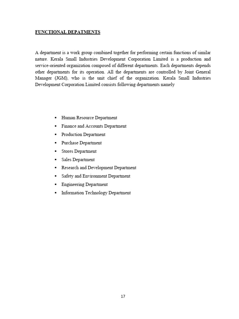 Overview of Functional Departments | PDF | Business | Finance & Money ...