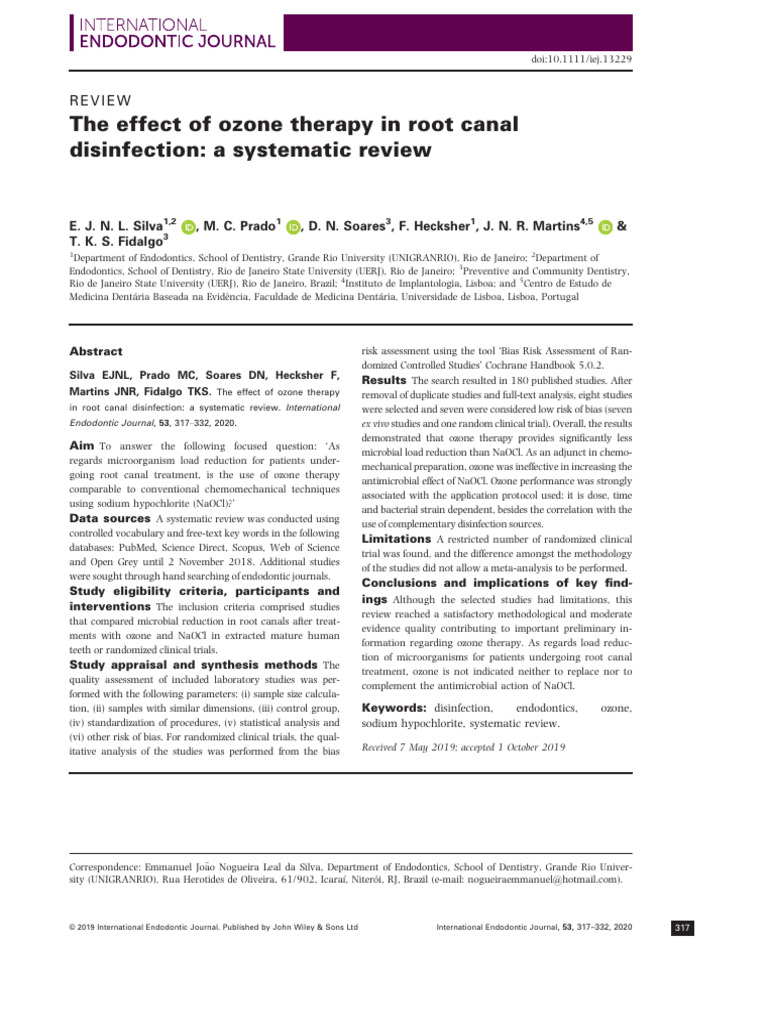Int Endodontic J 2019 Silva The Effect of Ozone Therapy in Root