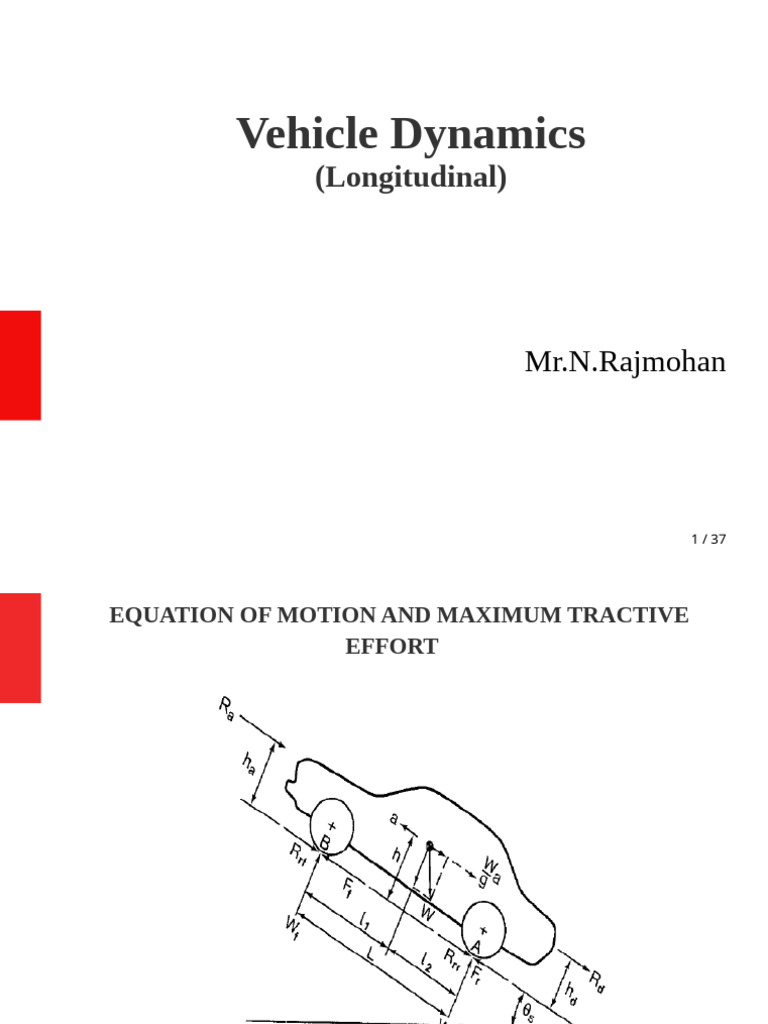 Vehicle Dynamics: Tractive Effort Analysis | PDF | Friction | Acceleration