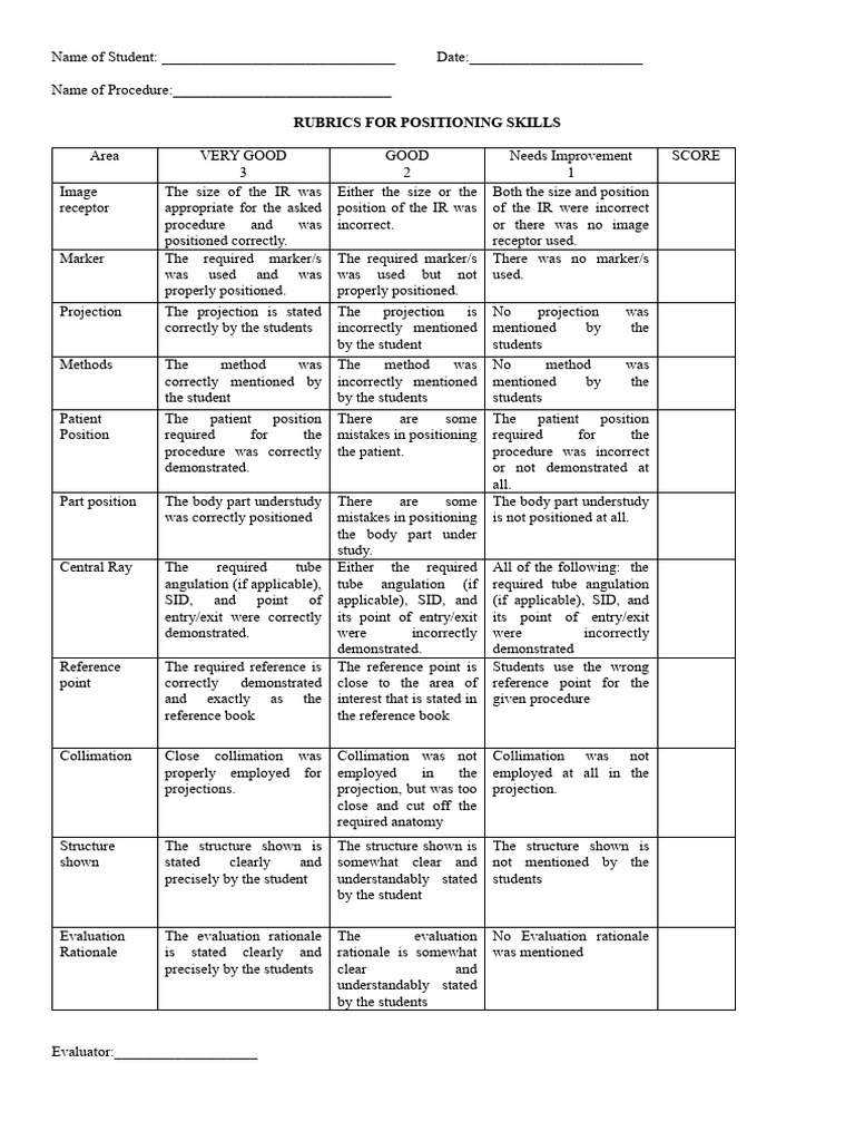 rubrics-for-positioning-skills-slsu-pdf-clinical-medicine-medicine