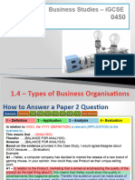 IGCSE 1.4 Types of Business Organisation