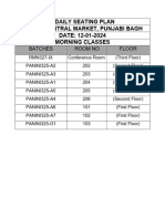 Daily Seating Plan Venue: Central Market, Punjabi Bagh DATE: 12-01-2024 Morning Classes