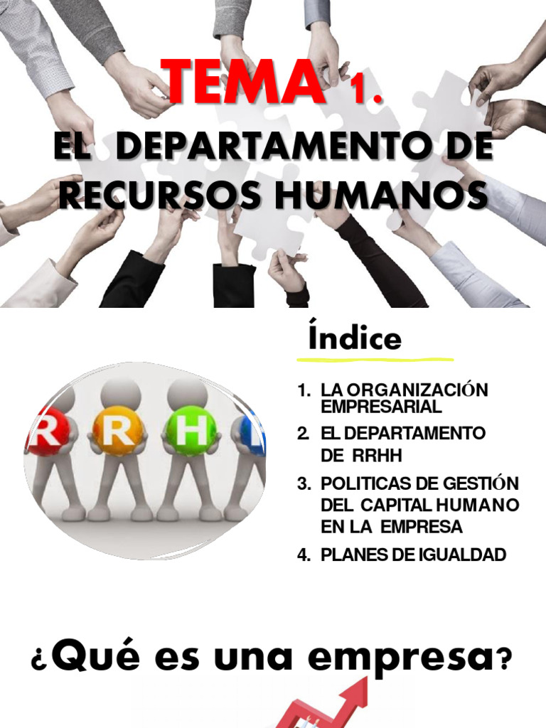 Tema 1. El Departamento de RRHH | PDF | Gestión de recursos humanos