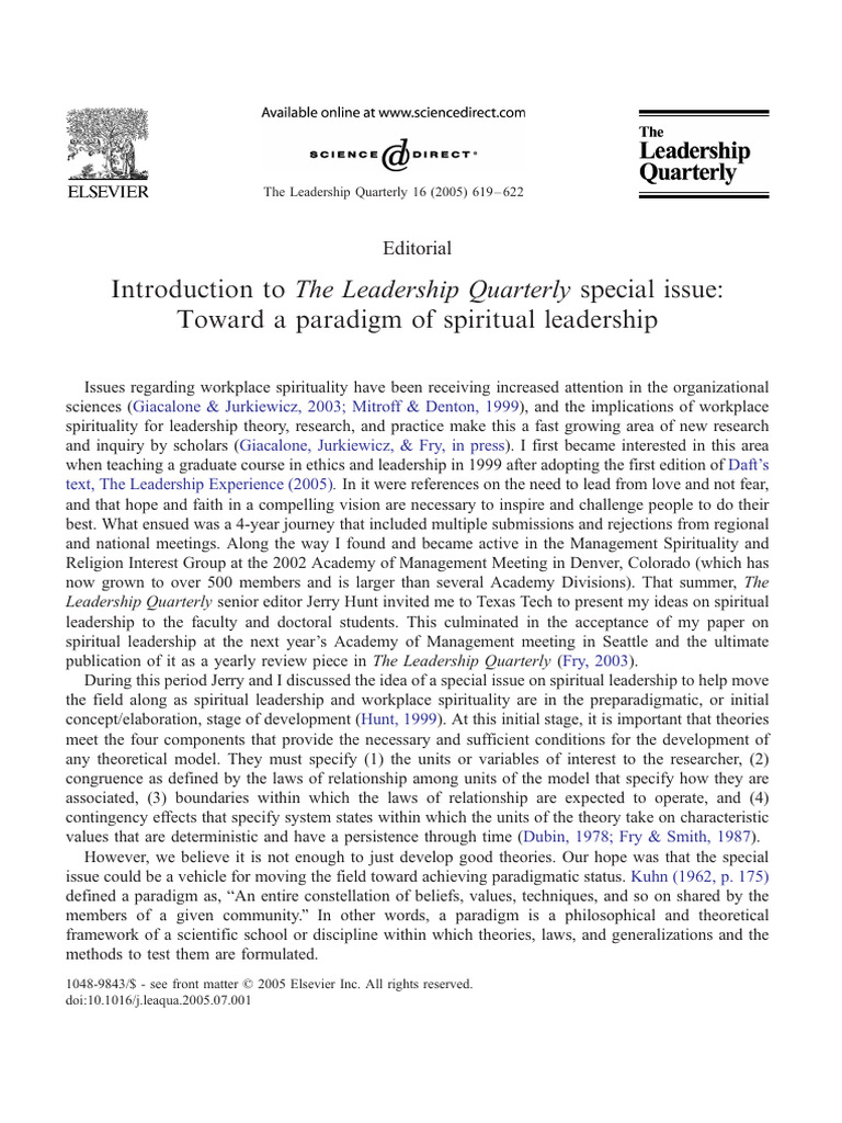 Introduction Spiritual Leadership | PDF | Leadership | Spirituality