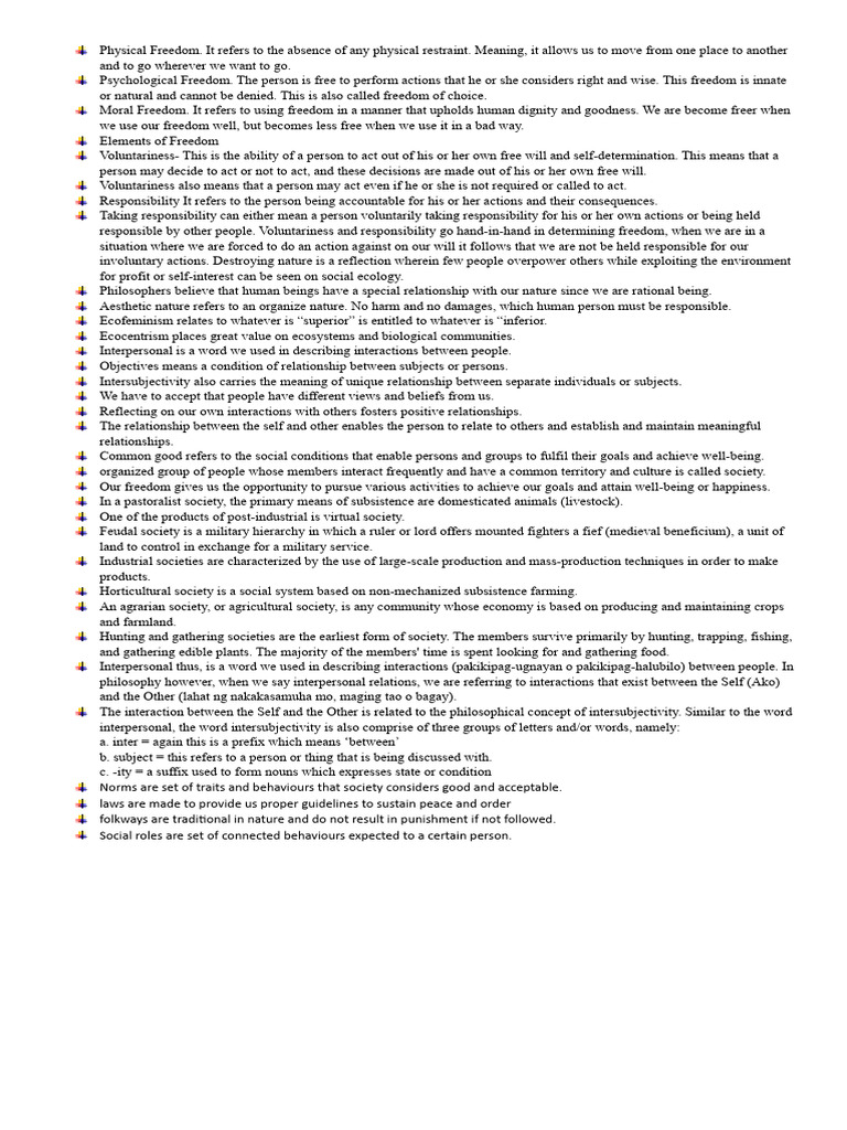 Intro to philosophy reviewer pdf society free will