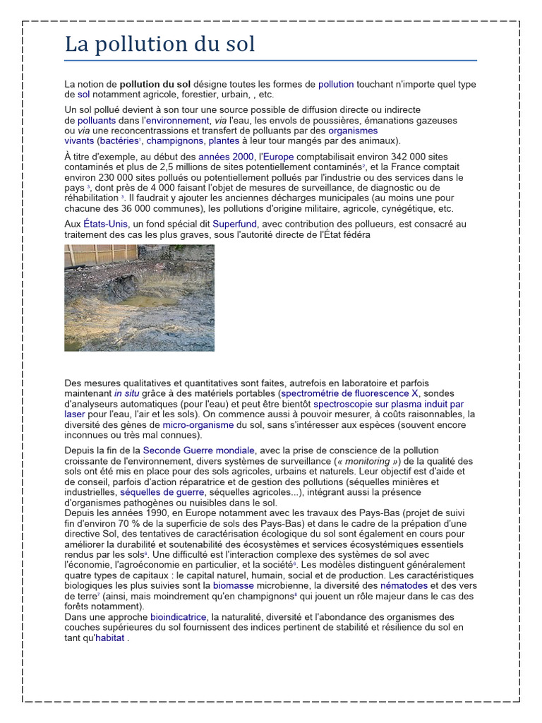 Pollution du sol : enjeux et solutions | PDF | Sol (pédologie) | la ...