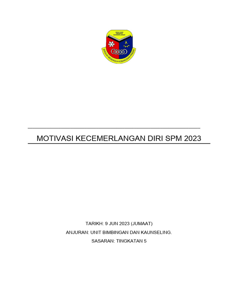 Motivasi Kecemerlangan Diri 2023 | PDF