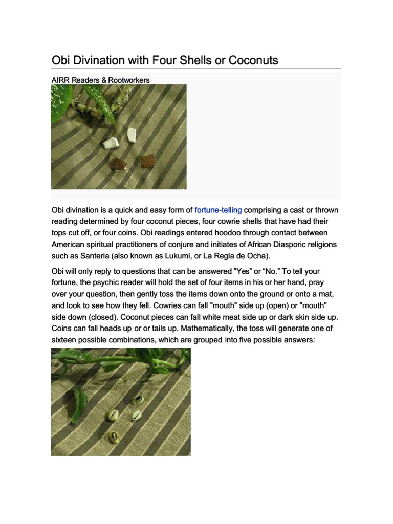 Obi Divination: Four Shells Explained | PDF | Ethnic Religion ...