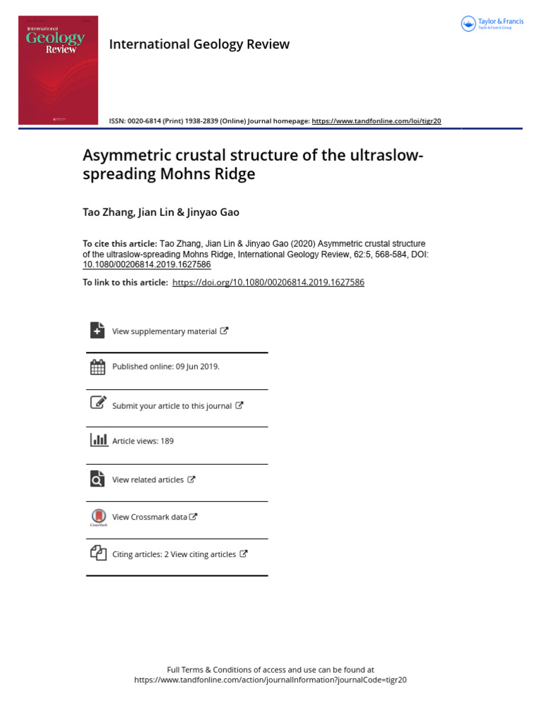 Asymmetric Structure of Mohns Ridge | PDF | Crust (Geology) | Rift