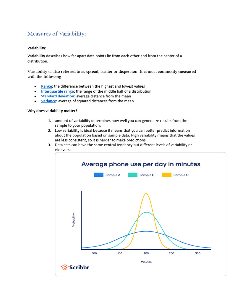 Measures of Variability | PDF | Variance | Mean