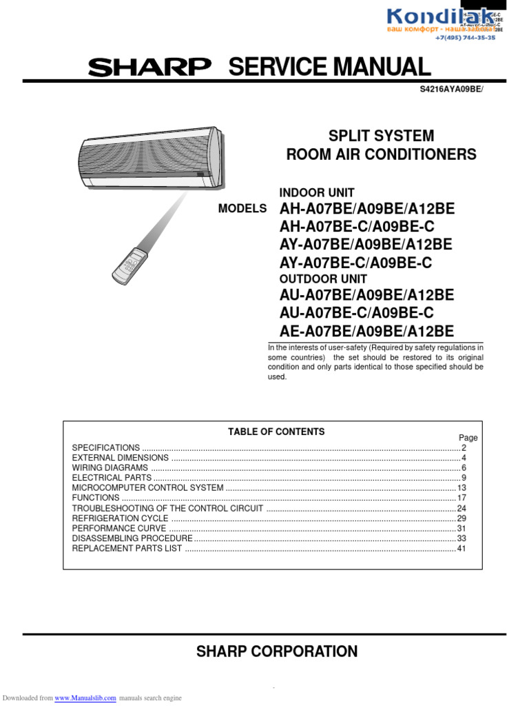 Sharp Split System AC Service Manual | PDF | Vacuum Tube | Heat Pump