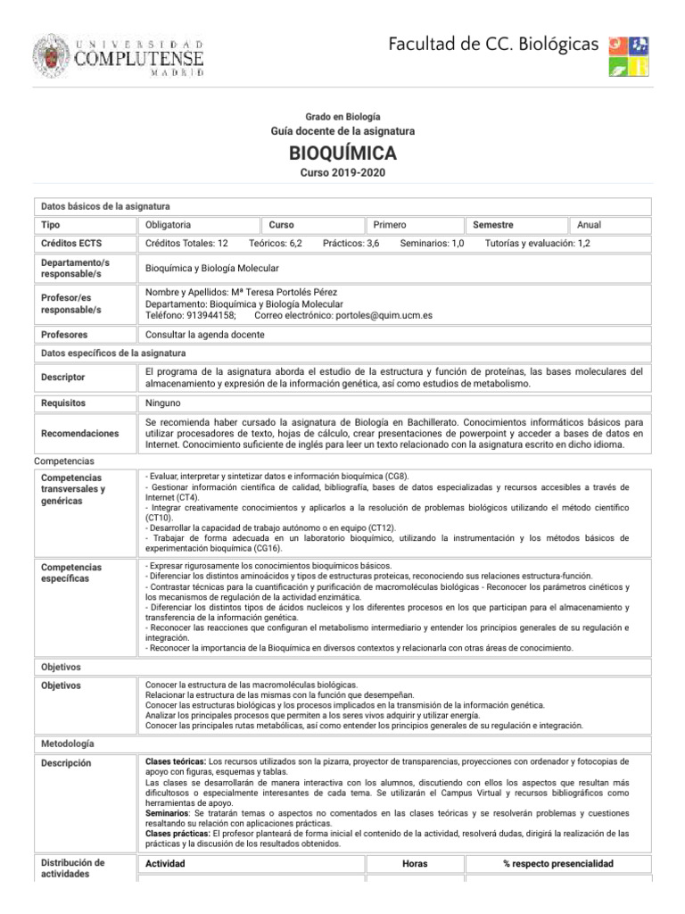 Guía de Bioquímica para Grado en Biología | PDF