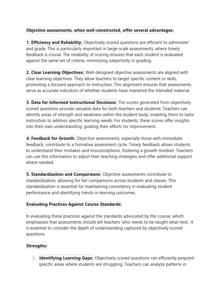 Objective Assessments | Download Free PDF | Educational Assessment ...