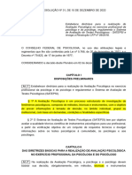 Resoluçao Avaliação Psicológiica 31 2022 do Conselho Federal de Psicologia BR