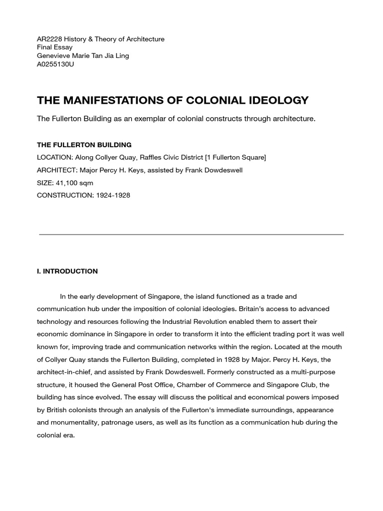 British Colonialism in Singapore's Architecture | PDF | Colonialism ...