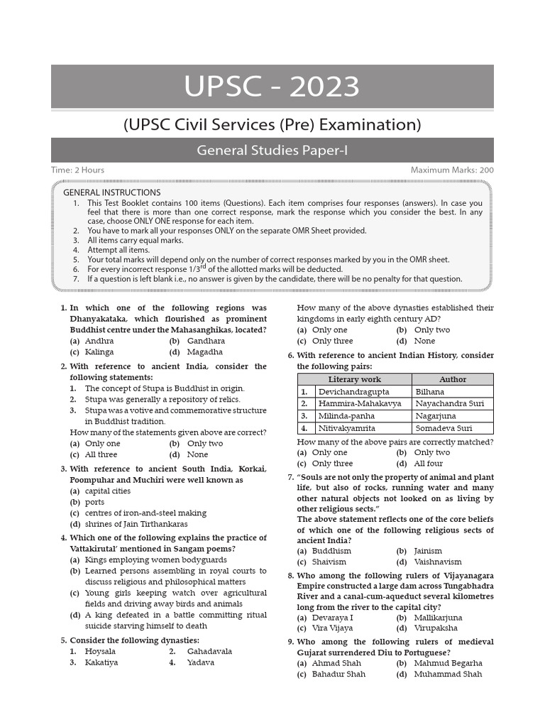 UPSC 2023 GS Typeset Paper For Match Tarun | PDF