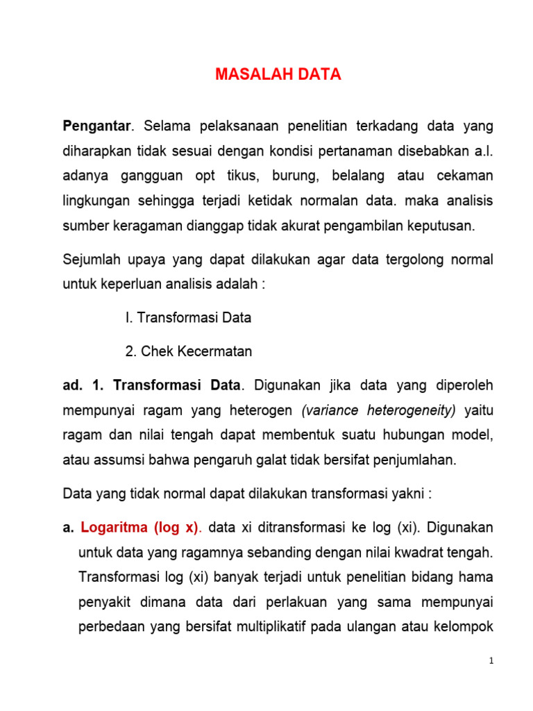 Transformasi Data untuk Analisis Statistik | PDF | Sains & Matematika ...