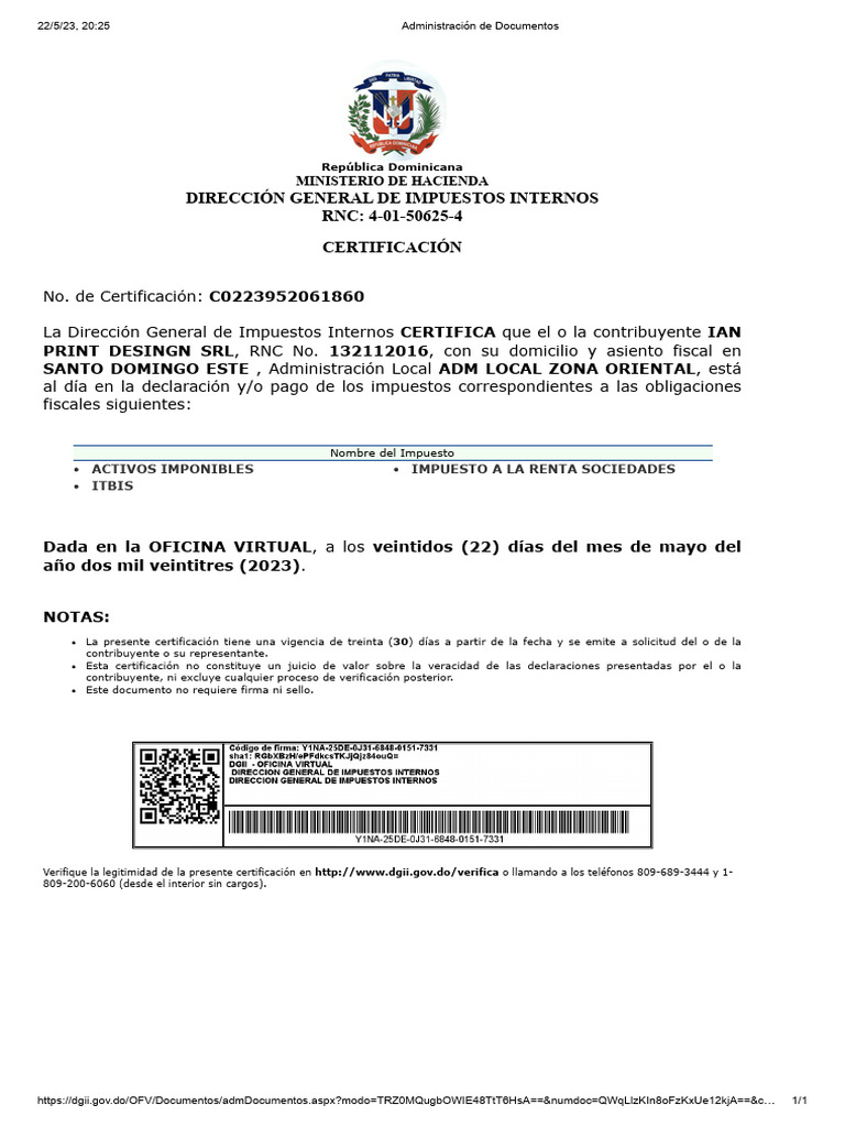 Certifacacion dgii pdf