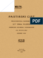 Vinko Pulisic Pastirski List Vjernicima Zadarske Nadbiskupije Za Korizmu Godine 1919 - Pouka o Molitvi