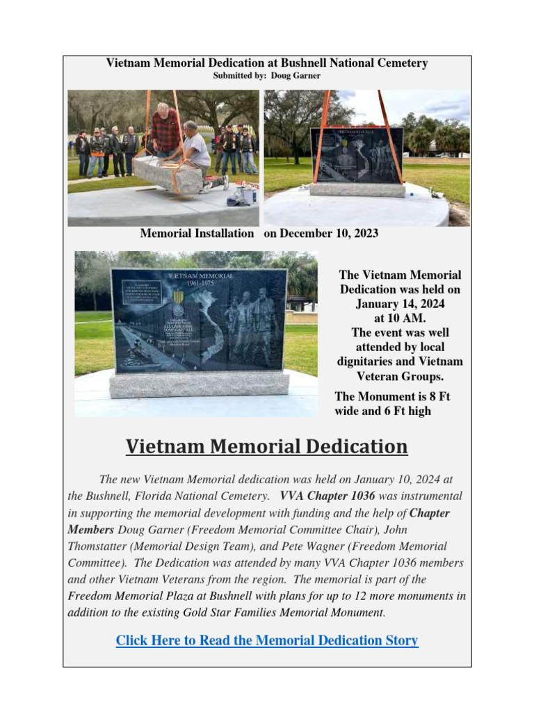 Summary Vietnam Memorial at Bushnell National Cemetery PDF