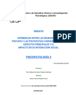 Actividad 3 TRABAJO FINAL ENSAYO SOBRE LAS DIFERENCIAS ENTRE LAS NEUROSIS, LAS PSICOSIS Y LAS PSICOPATÍAS