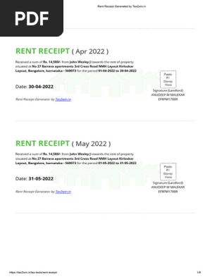 Rent Receipt Generator Free Online - Download Pre-Filled Rent Receipts - Tax2win