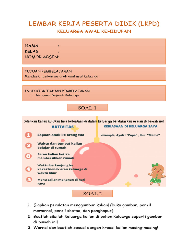 Lembar Kerja Peserta Didik Keluarga Awal Kehidupan Pdf