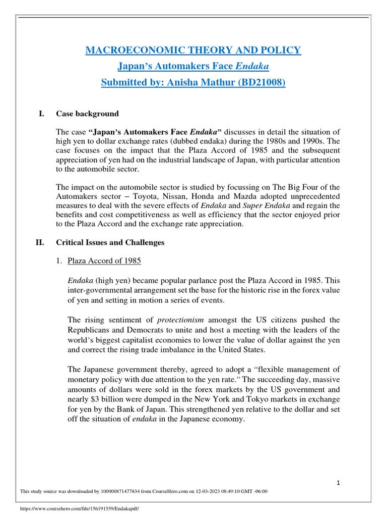 Endaka PDF | PDF | Exchange Rate | Currency Appreciation And Depreciation