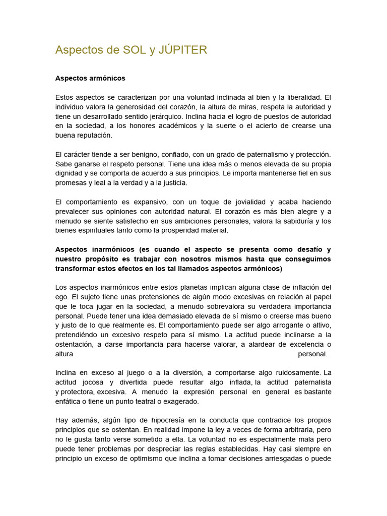Aspectos de SOL y JÚPITER PDF