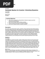 Class Handout ES125256 Autodesk Nastranfor Inventor Unlocking Dynamics Tony Abbey