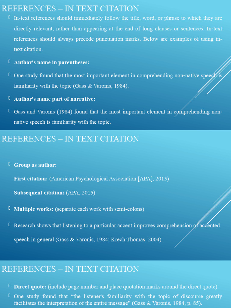 APA In-Text Citation Guide | PDF