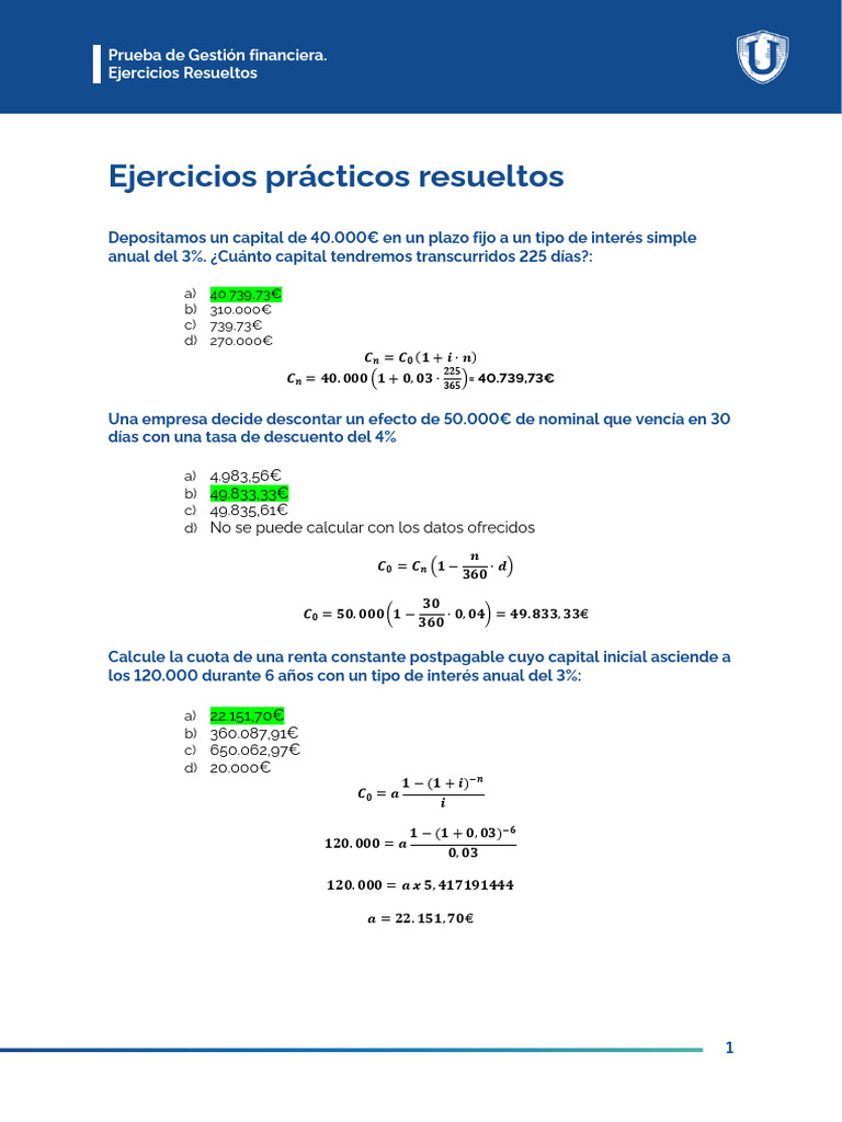 Ejercicios Resueltos de Finanzas | PDF | Interés | Tasas de interés