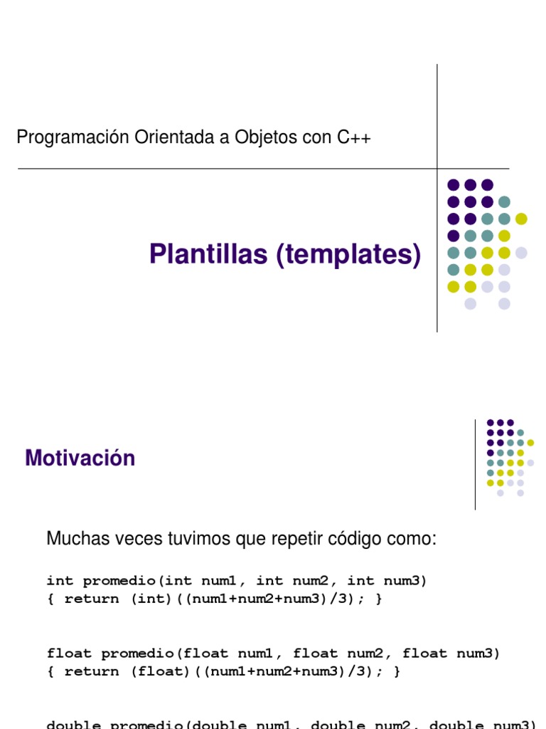 Plantillas en Programación Orientada a Objetos C++ | PDF | C ...