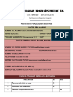 Centro Escolar "Adolfo López Mateos" T.M.: Ficha de Actualizacion de Datos Datos Del Alumno